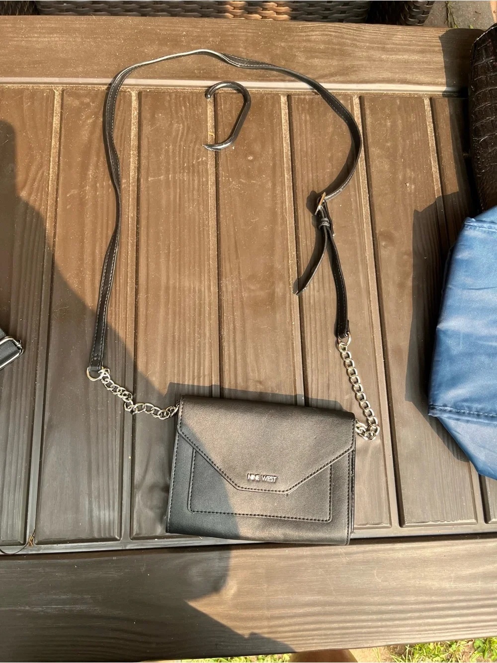 Nine West Black Envelope Crossbody Bag with Chain Strap